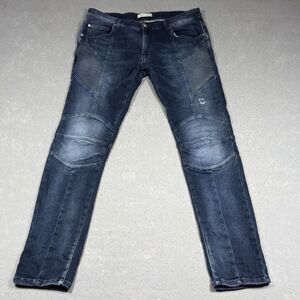 Pierre Balmain Jeans Men's Size 36 Blue Biker Jeans Moto Style Pockets Cotton